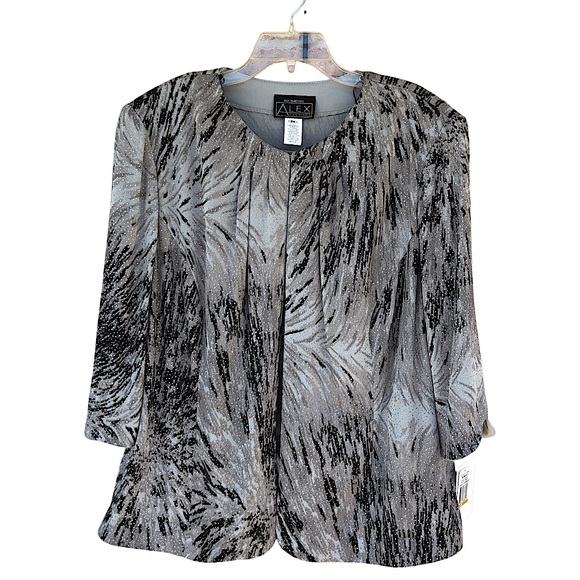 Alex Evenings Made In USA 2 Pieces Set Stretchy Glitter Printed 3/4 Sleeve 3X - Picture 1 of 16